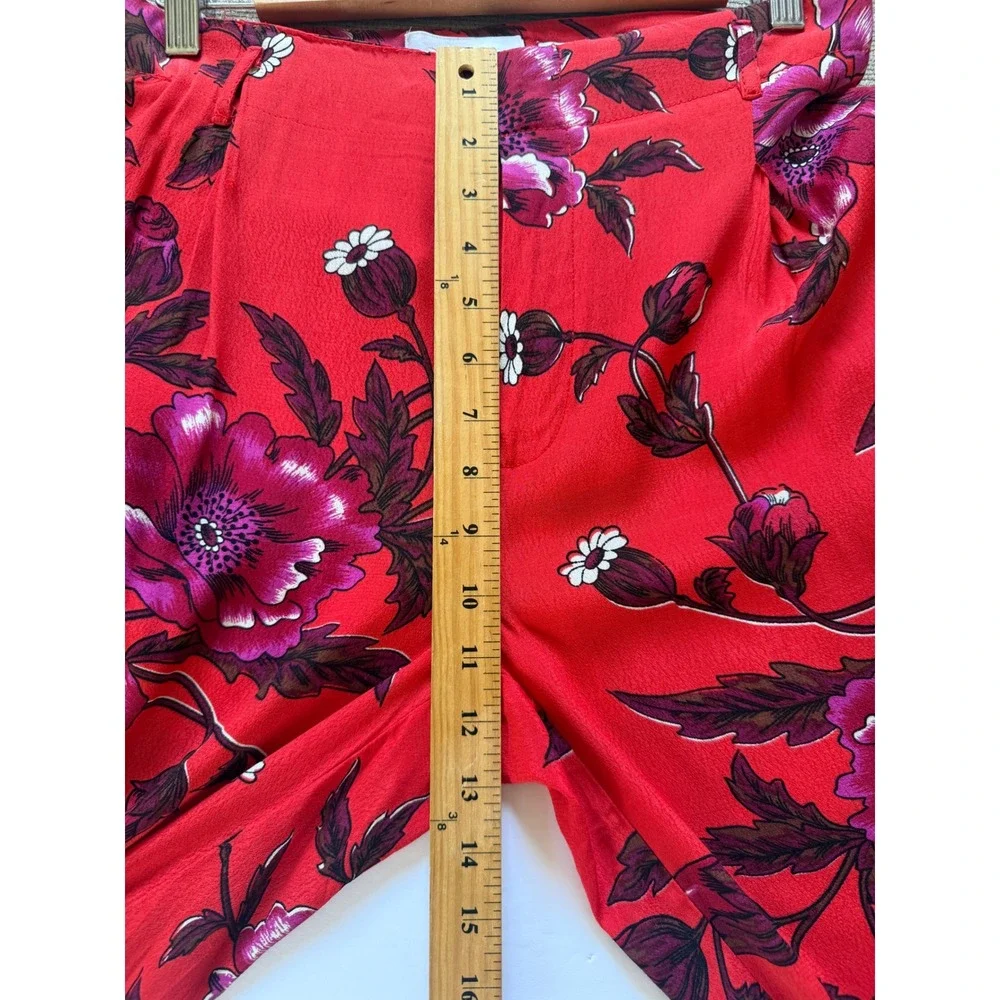 Ett Twa Anthropologie Womens  Red Boho Floral Wide Leg Pants High Rise Size‎ 4